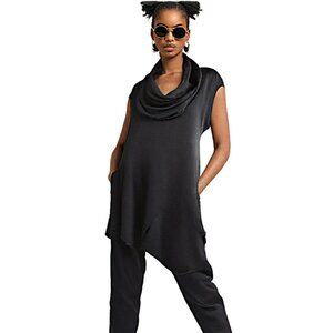 Bryn Walker Noa Black Dramatic Drape  Asymmetrical Tunic Size Medium
